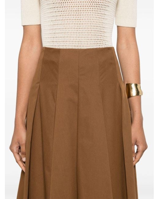 Semicouture Brown Pleated Midi Skirt