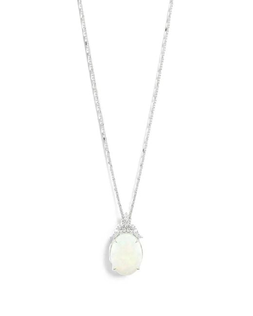 YEPREM White Reign Opal And Diamond Pendant Necklace