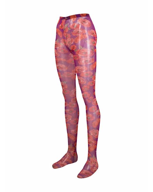 Dolce & Gabbana Red Floral-Design Leggings