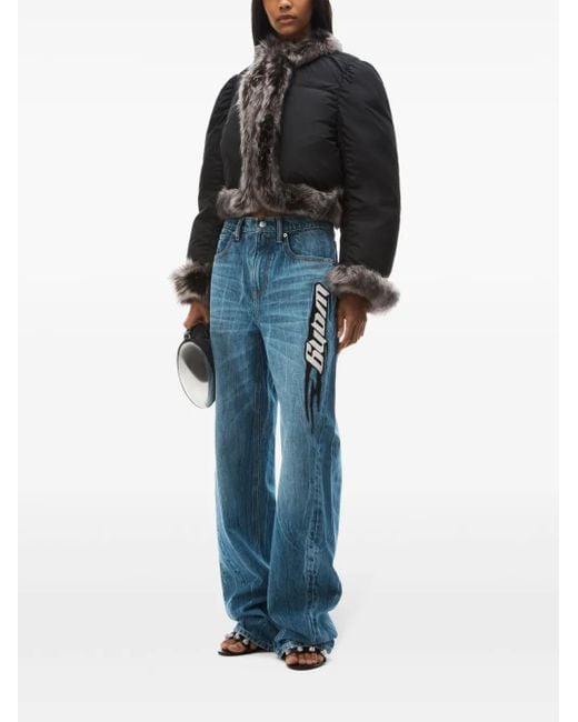 Alexander Wang Blue Logo-Patch Ballloon Jeans