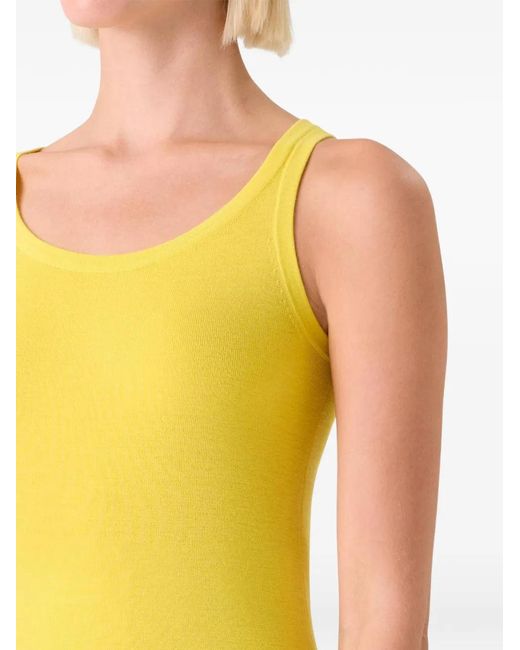 Akris Punto Yellow Scoop-Neck Top