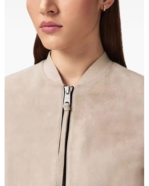 AllSaints Natural Orten Suede-Finish Zip-Fastening Jacket
