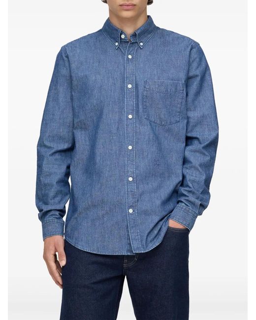 Closed Blue Button-Up Shirt for men