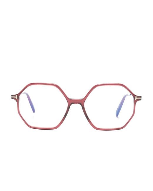 Tom Ford Pink Geometric-Frame Glasses