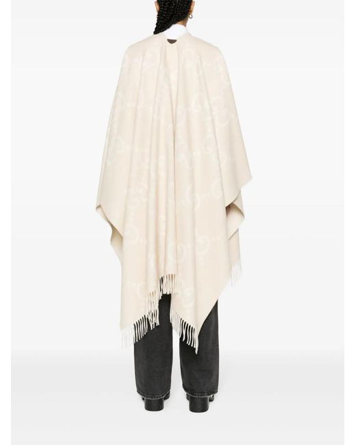 Gucci White GG Wool Poncho