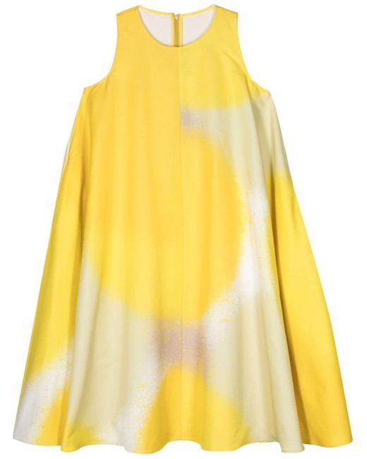 Gianluca Capannolo Yellow Spray-paint Faille Midi Dress