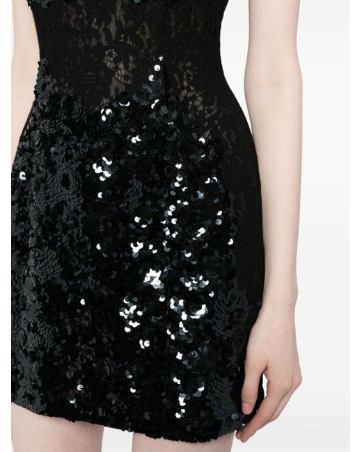 Cynthia Rowley Black Lace Sequinned Minidress