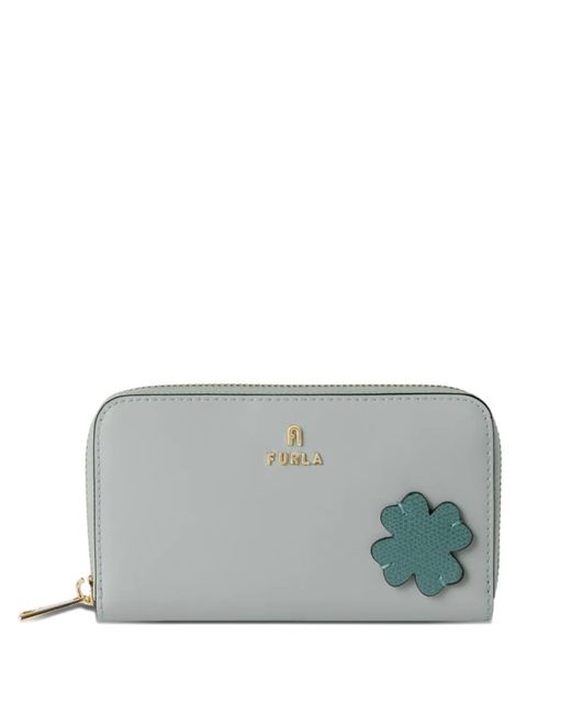 Furla Gray Camelia Large Flower-Patch Wallet