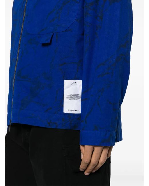 A_COLD_WALL* Blue Overdye "Volt" Zip Overshirt for men