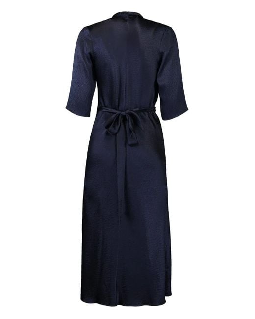 Peter Cohen Blue Wrap-Effect Midi Dress