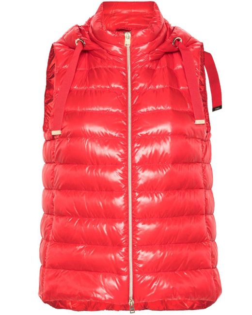 Herno Red Hooded Padded Gilet