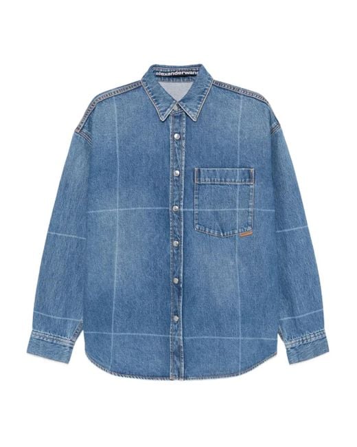 Alexander Wang Blue Grid-Pattern Denim Shirt