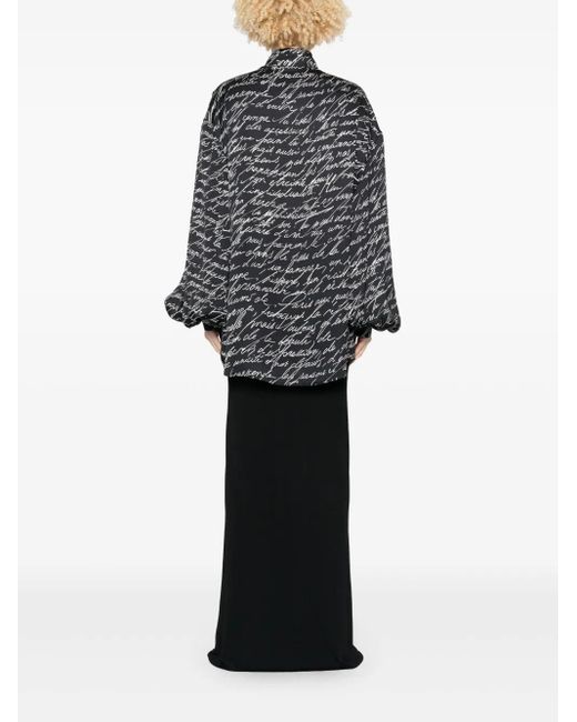 Balmain Black Love Letter-Print Blouse