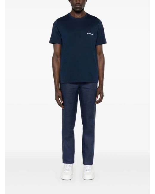 Kiton Blue Logo-Embroidered T-Shirt for men