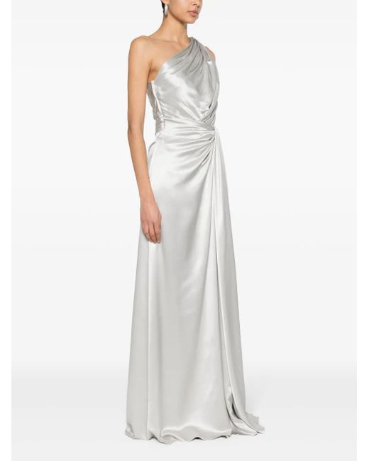 Dolce & Gabbana White Off-Shoulder Silk Gown