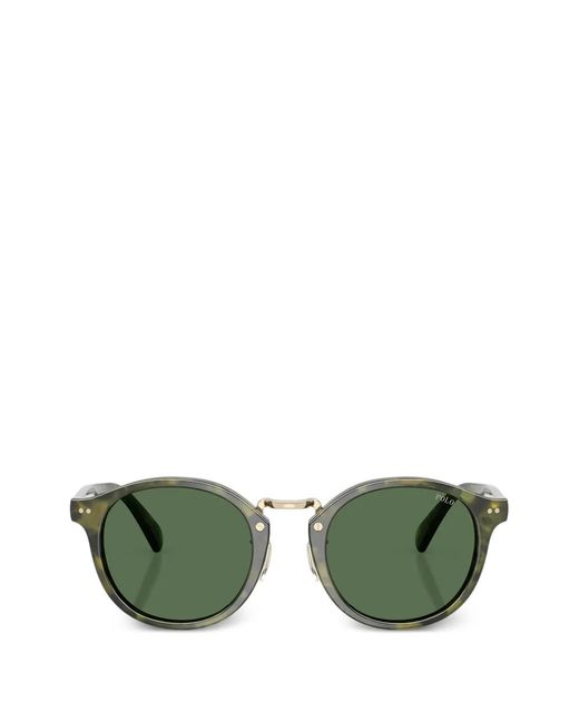 Polo Ralph Lauren Green Heritage Round Frame Sunglasses for men
