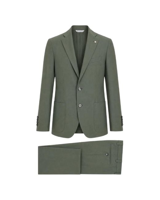 Manuel Ritz Green Lapel-Pin Single-Breasted Suit for men