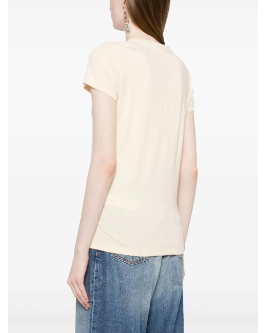 Roberto Cavalli Natural Logo-Embroidered Stretch-Cotton T-Shirt