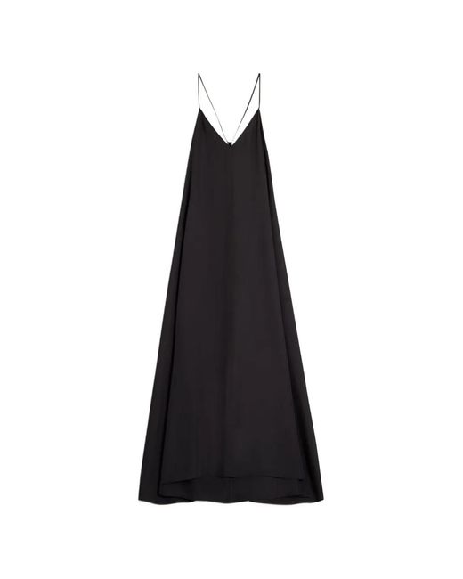 Maison Kitsuné Black Spaghetti-Strap Tie-Back Dress