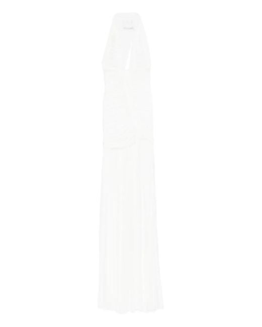 Christopher Esber White Orion V-Neck Pleated Maxi Dress