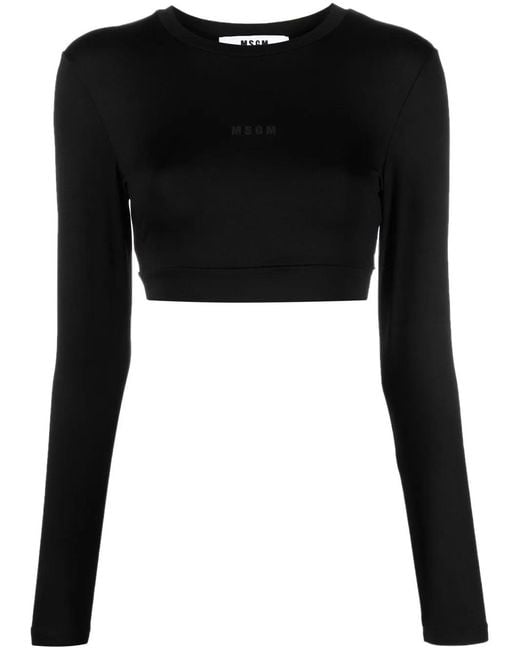 Top Corto Con Logo Estampado MSGM de color Black