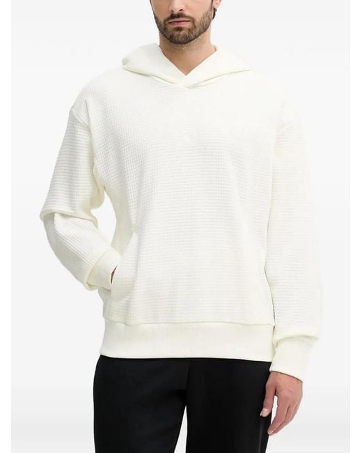 Adidas White Waffle-Knit Hoodie for men