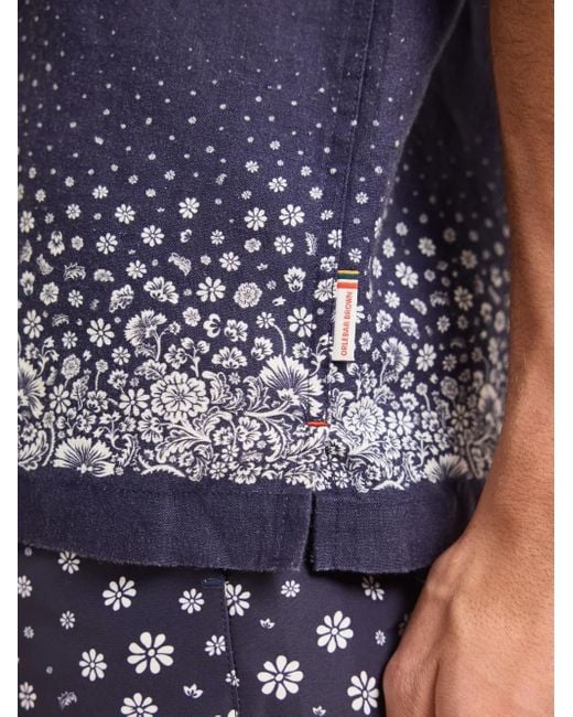 Orlebar Brown Maitan Linnen Overhemd Met Bloemenprint in het Blue voor heren