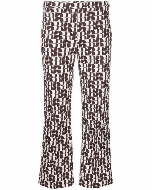 Max Mara White Graphic-print Cropped Trousers