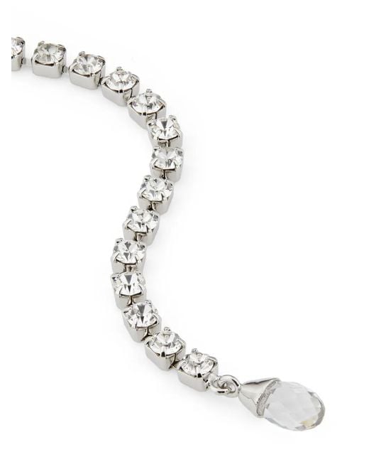 Jimmy Choo White Saeda Crystal-Embellished Chain Necklace