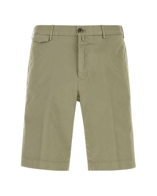PT Torino Green Pressed-Crease Shorts for men