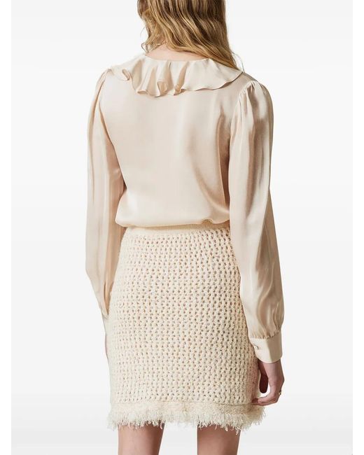 Twinset Natural Mesh-Knit Miniskirt
