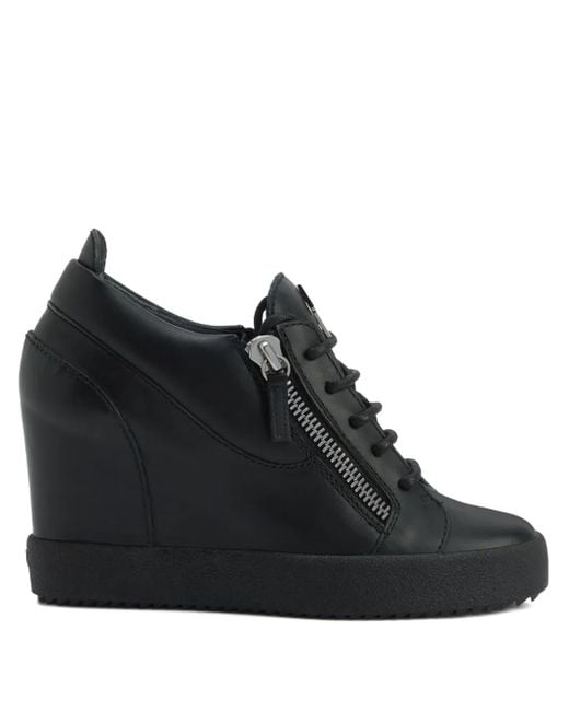 Giuseppe Zanotti Black Addy Wedge Zip-Detail Sneakers