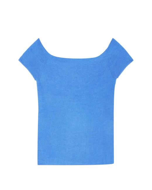 Bompard Blue Ribbed Top