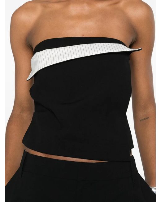 Sir Black Rivoli Pinstripe-Panel Bandeau Top