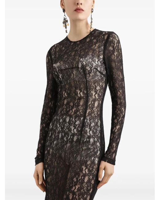 Dolce & Gabbana フローラルレース ドレス Black