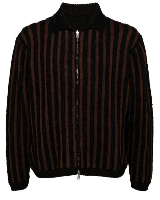 Eckhaus Latta Black Ribbed-knit Cardigan for men