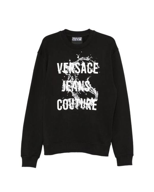 Versace Jeans Couture Black Logo-Print Sweatshirt for men