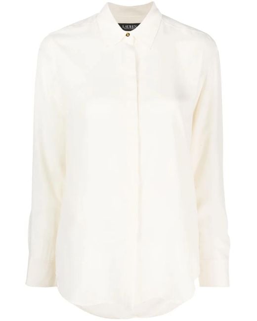 Ralph Lauren White Kristy Long-Sleeve Shirt