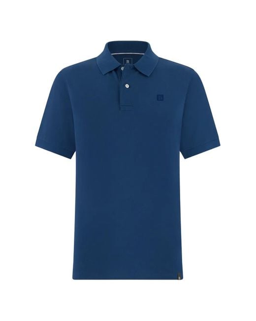 Boggi Blue Pique Button Polo Shirt for men