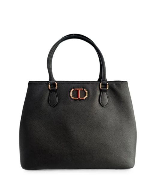 Twinset Black Logo-Plaque Shoulder Bag