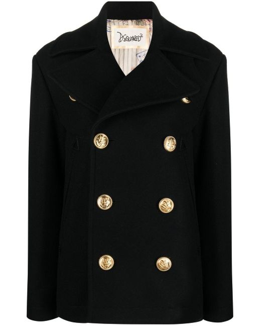 DSquared² Double-breasted Jacket in het Black