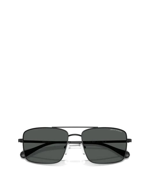 ARMANI EXCHANGE Gray Rectangle-Frame Double-Bridge Sunglasses for men