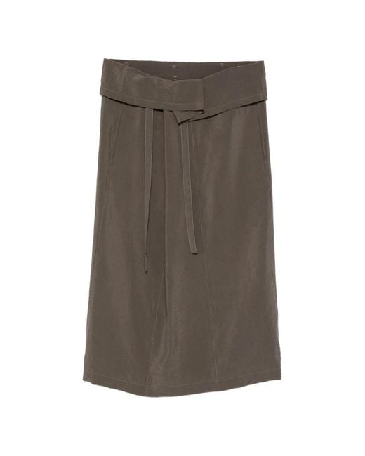Alysi Brown Tie-Waist Midi Skirt