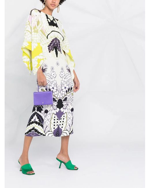 Valentino Garavani White Tropical Word Arazzo Kaftan Dress