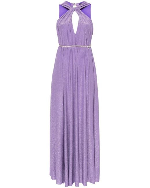 Liu Jo Lumière Lurex Maxi-jurk in het Purple