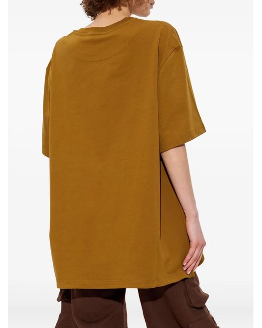 The Attico Yellow Embroidered Side-Slit T-Shirt