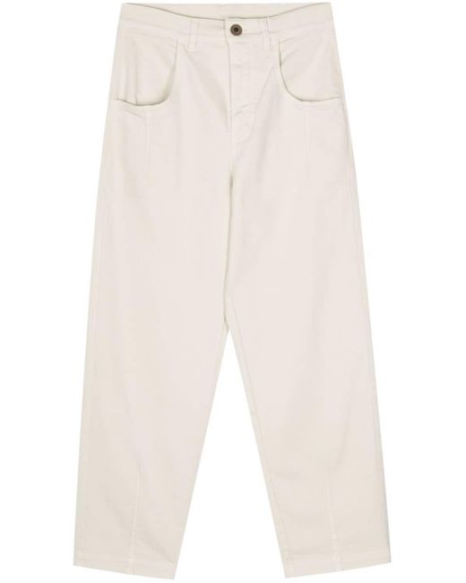 Eleventy White Cropped Tapered Jeans
