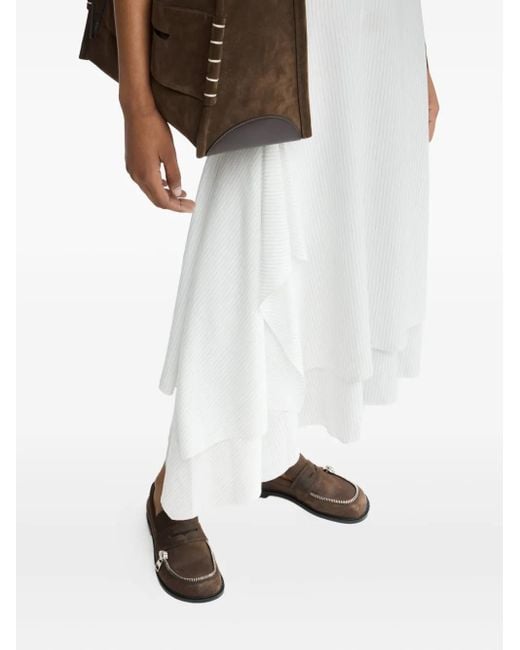 J.W. Anderson White Gerüschtes Kleid Mit Schleifenkragen