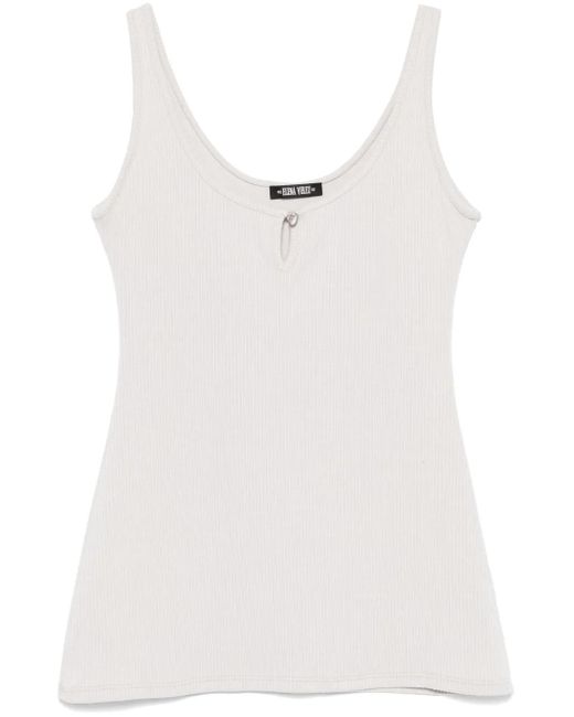 Elena Velez White Fein geripptes Minikleid