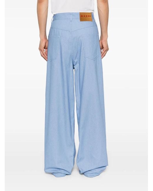 Pantalon En Coton À Coupe Ample Marni pour homme en coloris Blue
